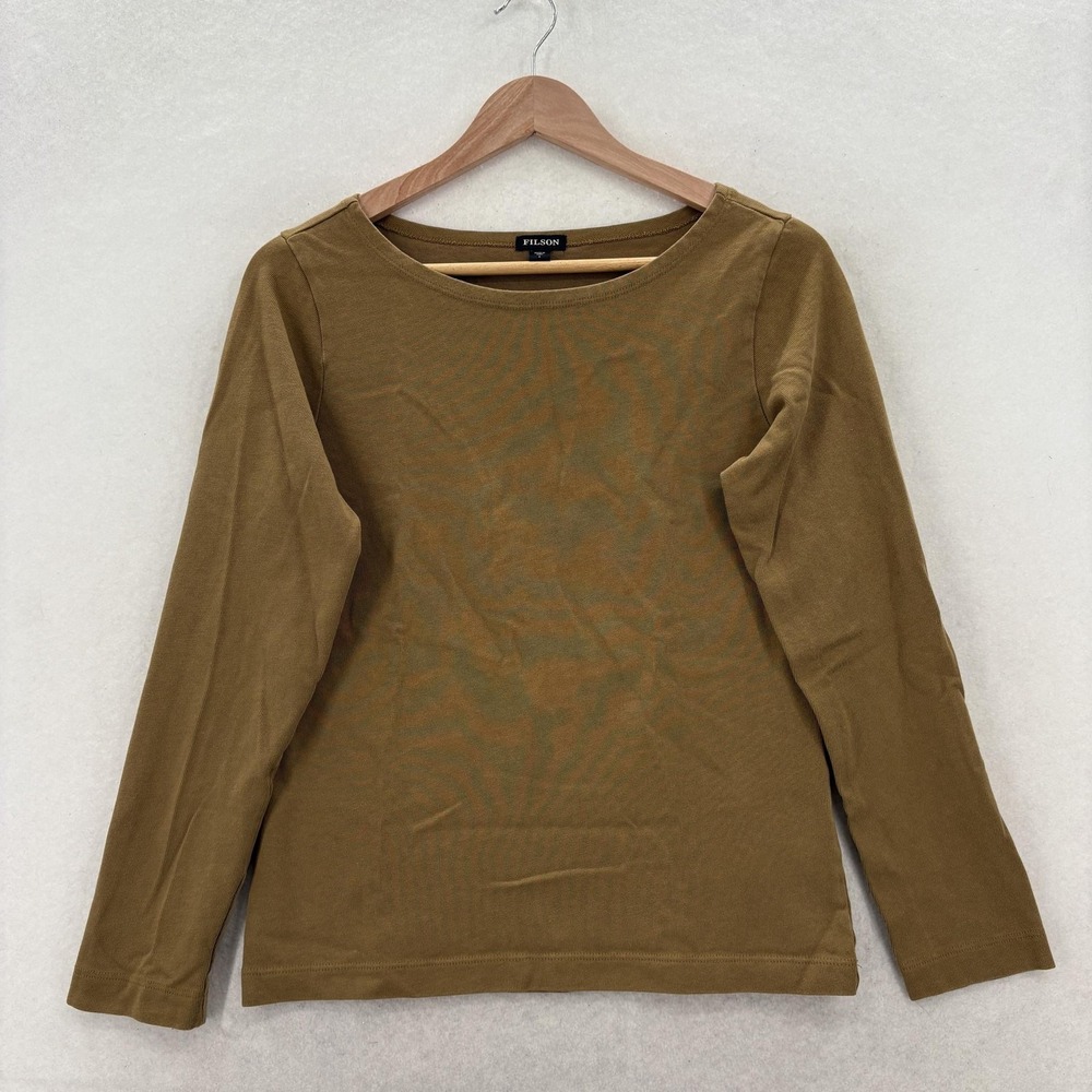 Filson Shirt Womens Small Brown Dark Tan Long Sleeve 100% Cotton Outdoor Casual